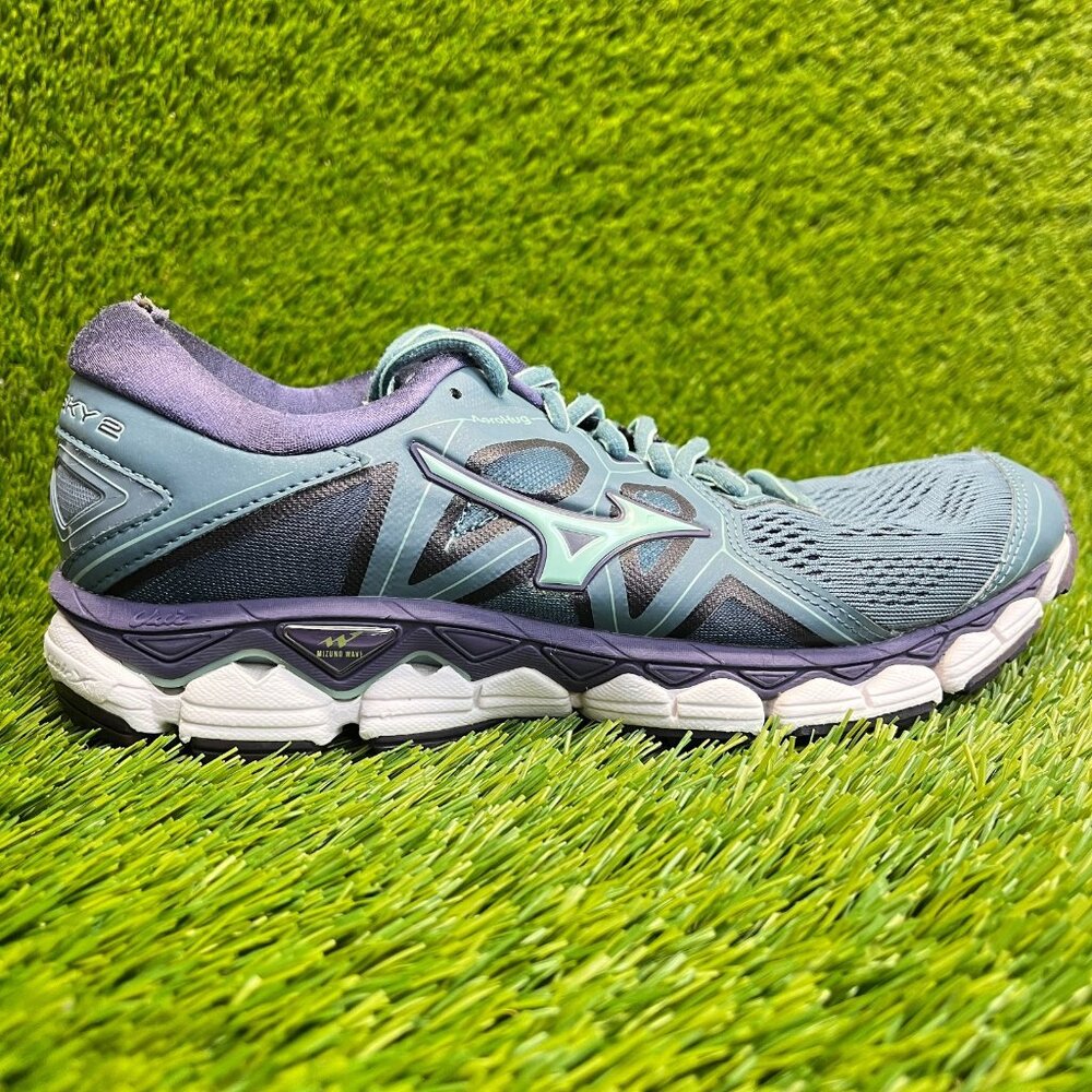 Mizuno Wave Sky 2 Womens Size 8 Blue Purple Walking Running Shoes Sneakers